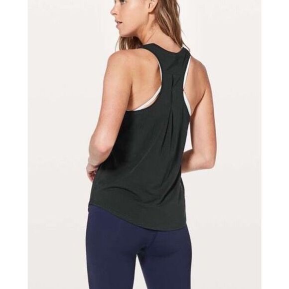 LULULEMON PLEATED LOVE TANK black SPORTY TANK TOP sz 6 - Picture 1 of 8